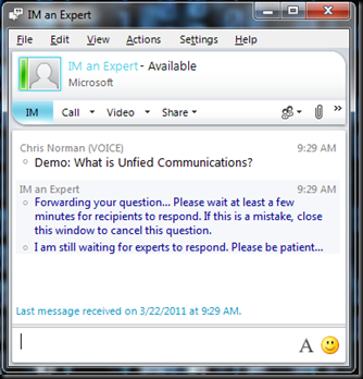 VoIPNorm's Collaboration Blog: Extending Lync: IM an Expert